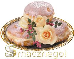 Pączki na tace wśród róż. Tłusty czwartek